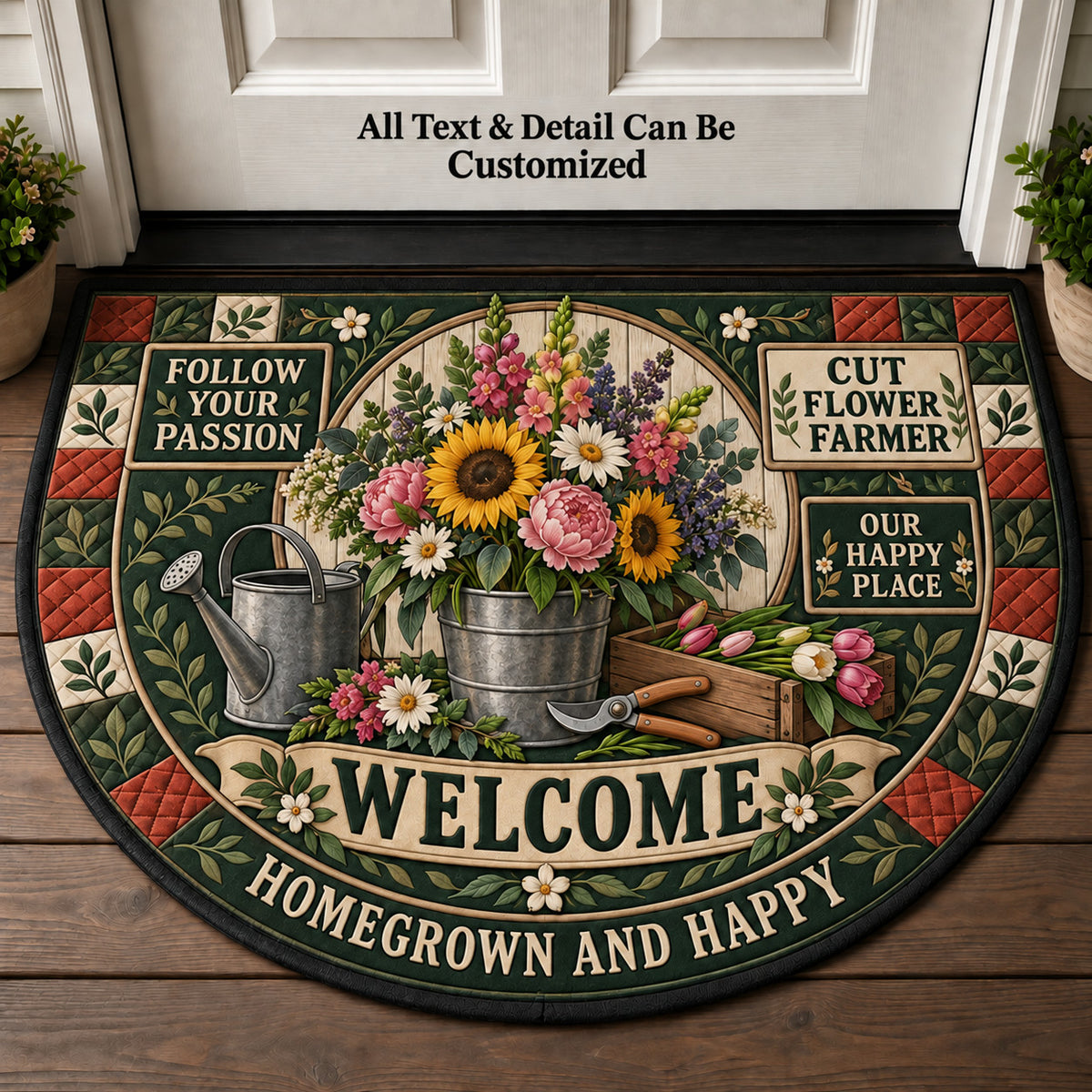 Cut Flower Farmer Personalized Half Round Mat | 5To9Vibe