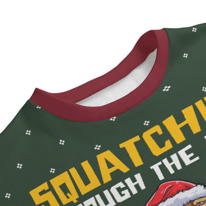 Cute Bigfoot Gingerbread Christmas Ugly Sweater Plus Size Forest Green