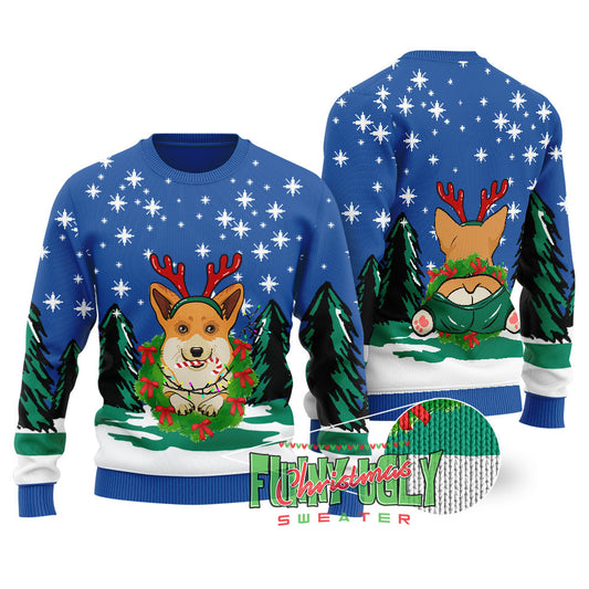 Cute Corgi Christmas Sweater Royal