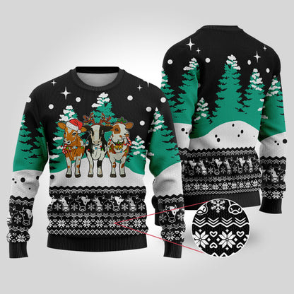 Cute Cows Funny Ugly Christmas Sweater Black