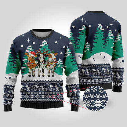 Cute Cows Funny Ugly Christmas Sweater Navy
