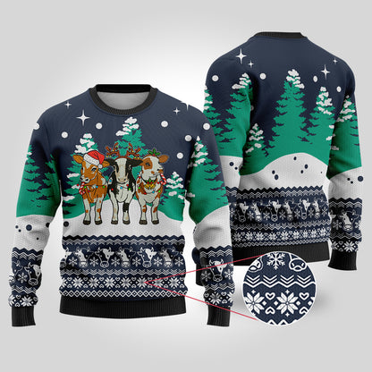 Cute Cows Funny Ugly Christmas Sweater Navy