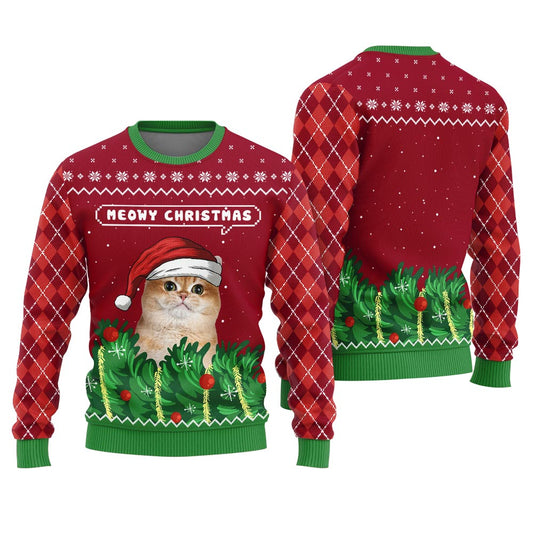 Cute Meowy Christmas Personalized Cat Christmas Sweater
