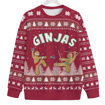 Cute Ninja Gingerbread Mens Big And Tall Christmas Sweater