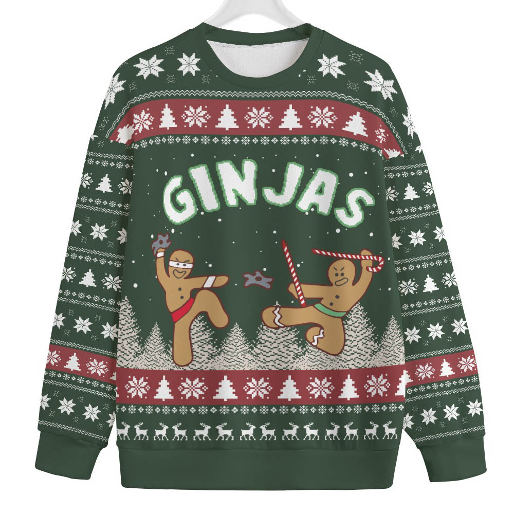 Cute Ninja Gingerbread Mens Big And Tall Christmas Sweater
