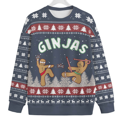 Cute Ninja Gingerbread Mens Big And Tall Christmas Sweater