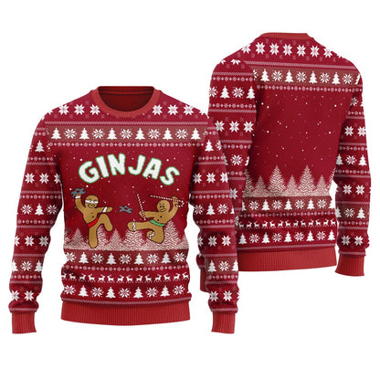 Cute Ninja Gingerbread Ugly Sweater For Men