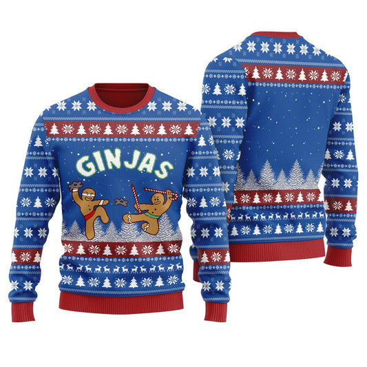 Cute Ninja Gingerbread Ugly Sweater For Men