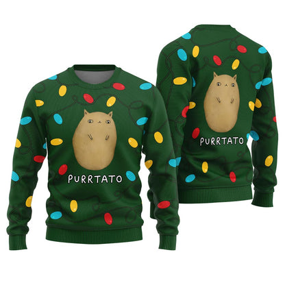 Cute Purrtato Cat Ugly Christmas Sweater
