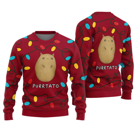 Cute Purrtato Cat Ugly Christmas Sweater
