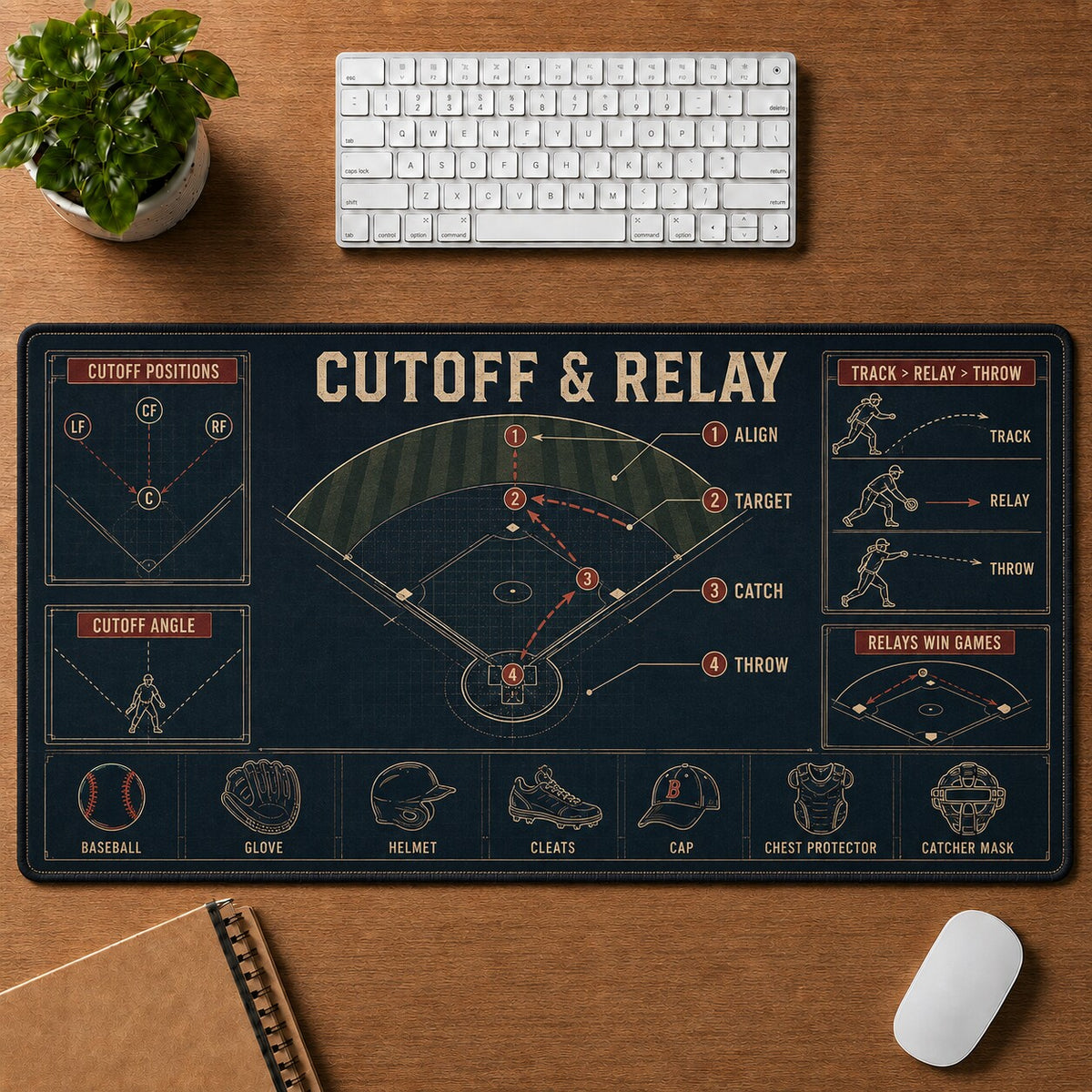 Cutoff & Relay Baseball Blueprint Desk Mat | 5To9Vibe