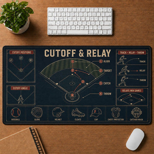 Cutoff & Relay Baseball Blueprint Desk Mat | 5To9Vibe