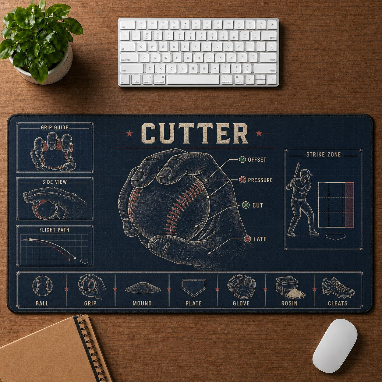 Cutter Baseball Blueprint Desk Mat | 5To9Vibe