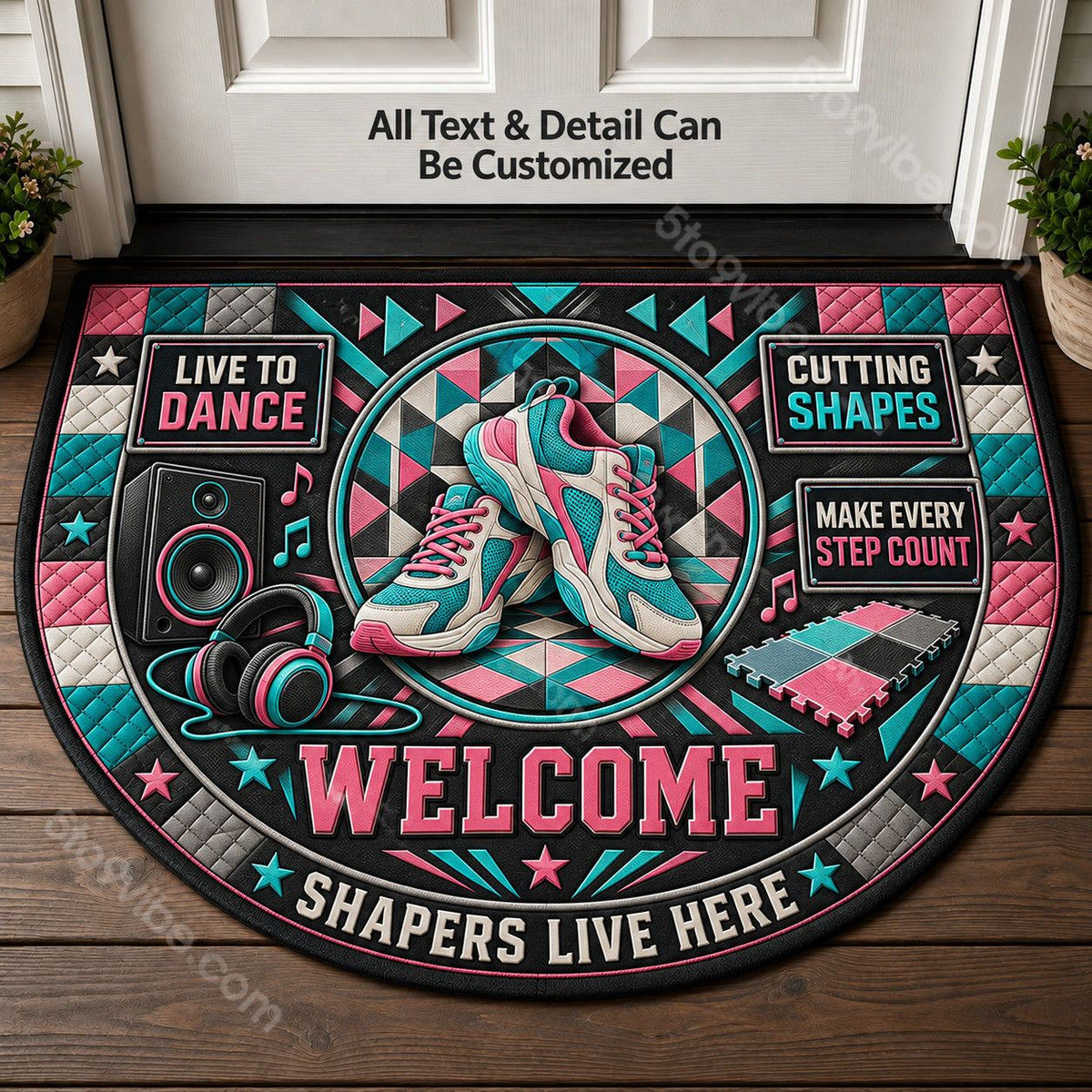 Cutting Shapes Personalized Half Round Mat | 5To9Vibe