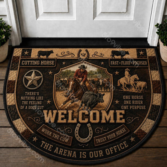 Cutting Horse Welcome Mat – "Work The Cow" Western Equestrian Doormat - 5to9vibe