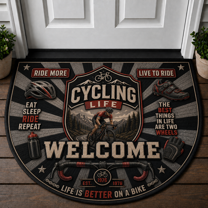 Cycling Life Welcome Mat - Ride More Live To Ride Bike Sports Doormat - 5to9vibe