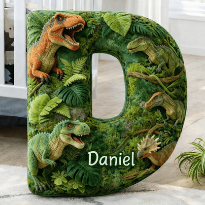 Dino and Princess Pillow Custom Name Gift  For Girls, Boys Irregular-Shaped Pillow Custom