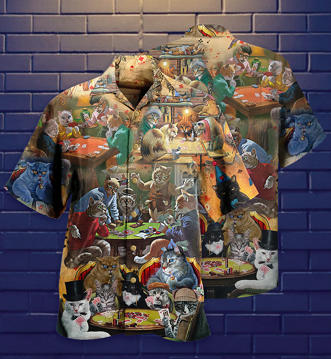 Cat Play Card Games - Hawaiian Shirt 
