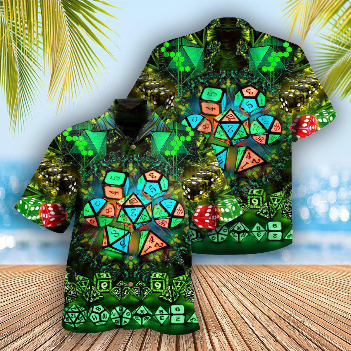 D20 Glowing Kaleidoscope Dice - Hawaiian Shirt 