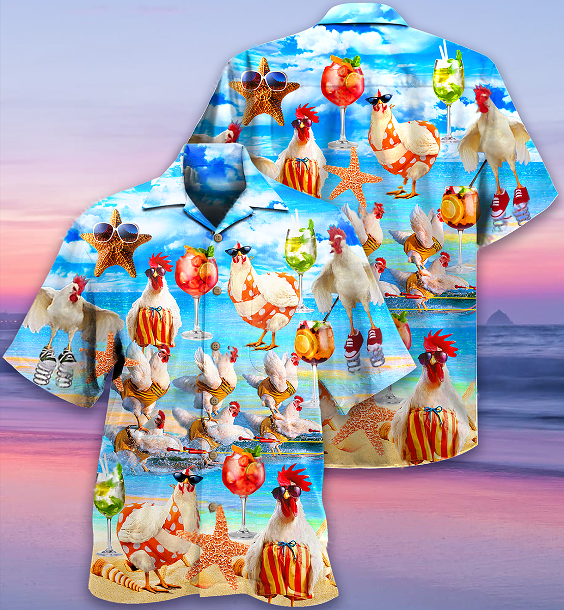 Chicken On The Beach Love Summer - Hawaiian Shirt 