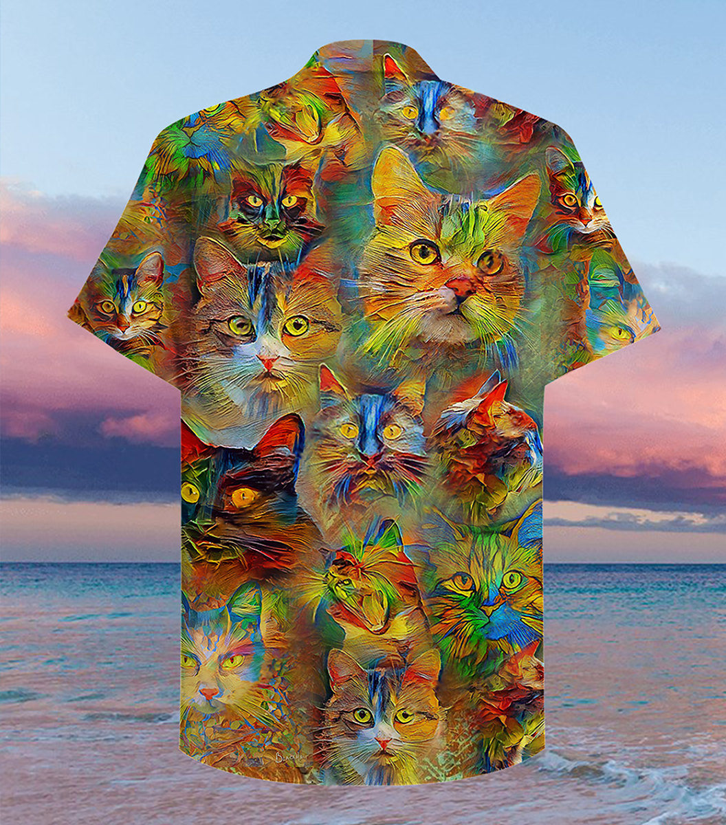 Cat Beautiful Colorful Painting - Hawaiian Shirt 