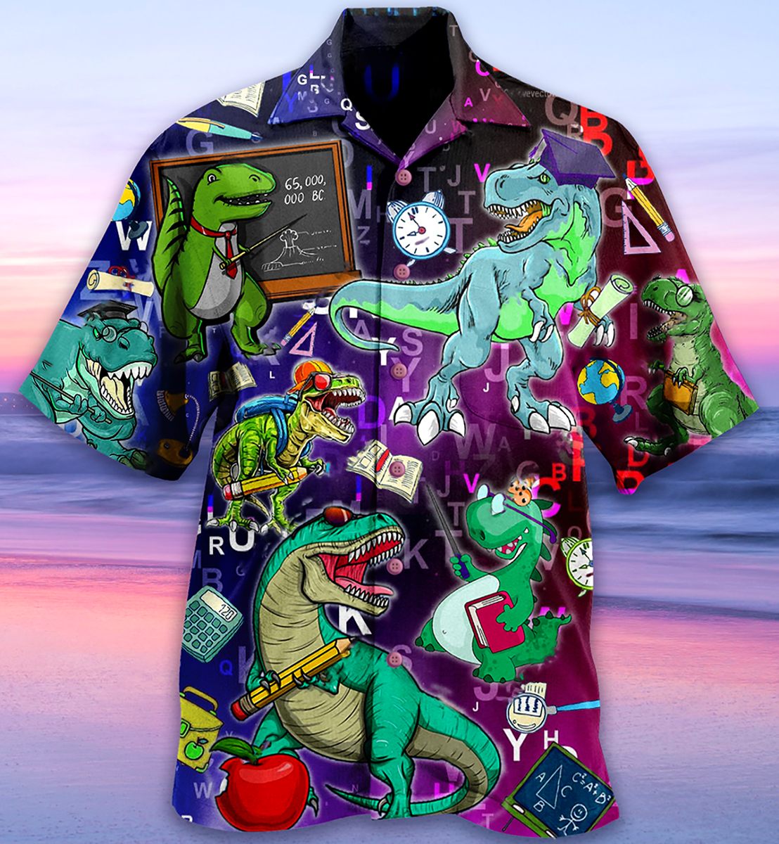 Dinosaur Teaching Is Like A Walk - Hawaiian Shirt 