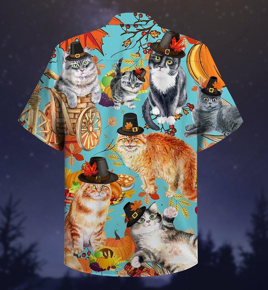 Cat Happy Thanksgiving - Hawaiian Shirt 
