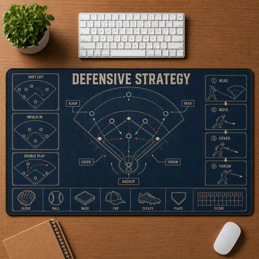 Defensive Strategy Blueprint Desk Mat | 5To9Vibe