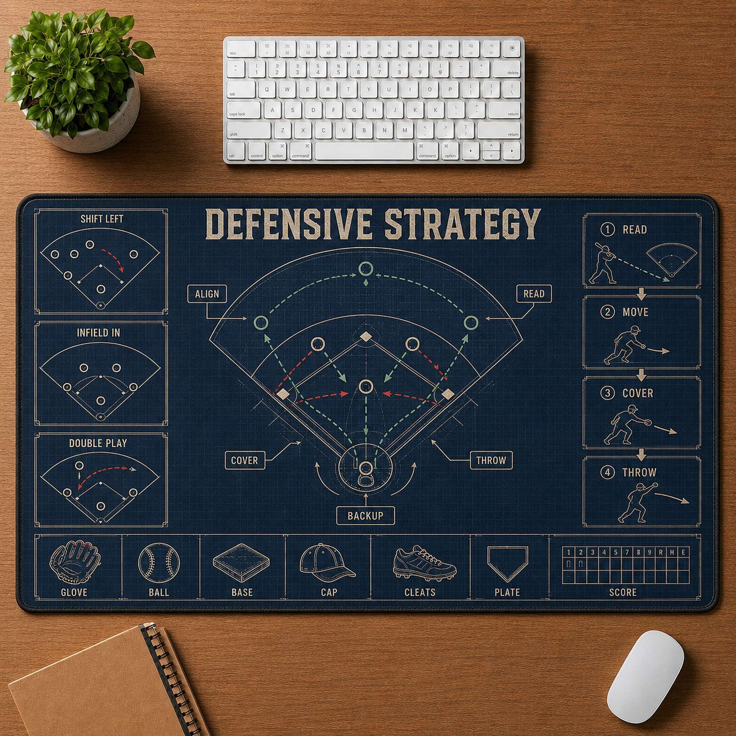 Defensive Strategy Blueprint Desk Mat | 5To9Vibe