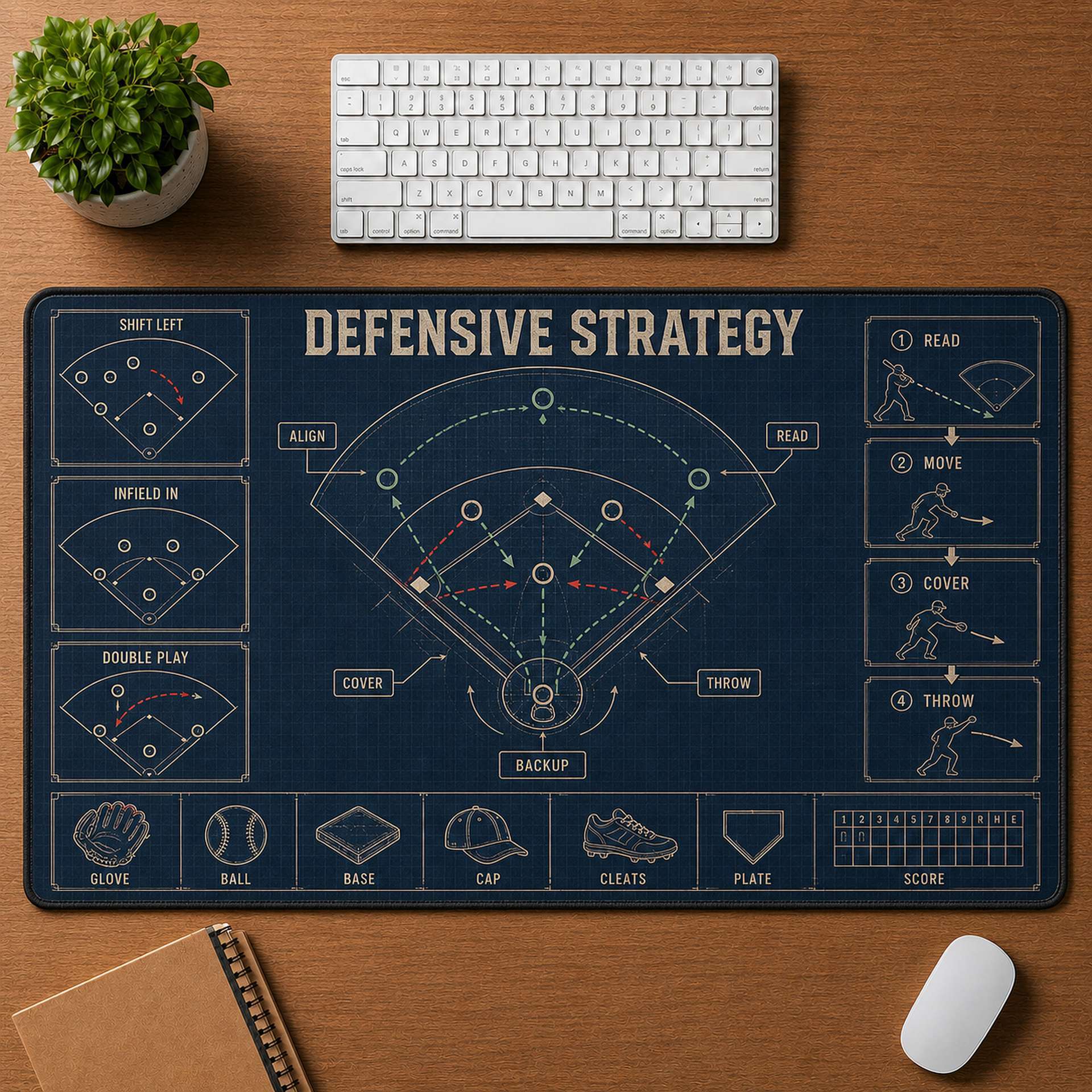 Defensive Strategy Blueprint Desk Mat | 5To9Vibe