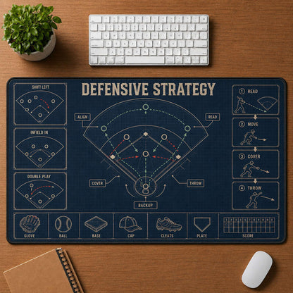 Defensive Strategy Blueprint Desk Mat | 5To9Vibe