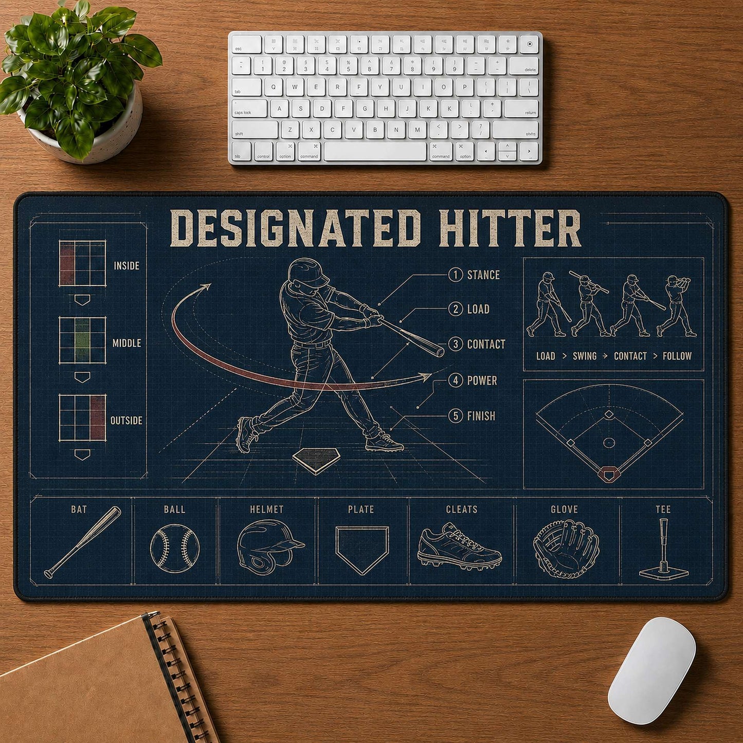 Designated Hitter Blueprint Desk Mat | 5To9Vibe