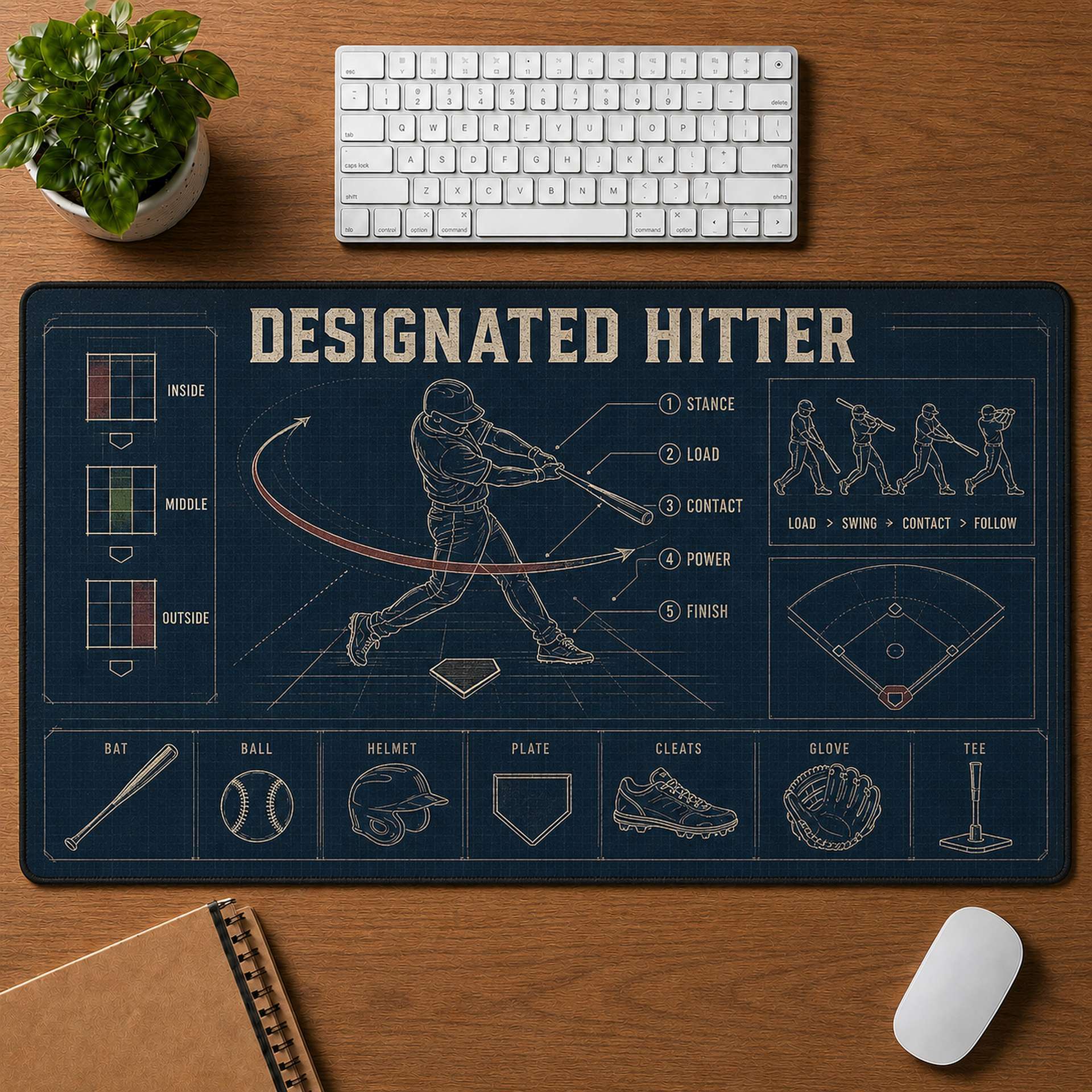 Designated Hitter Blueprint Desk Mat | 5To9Vibe