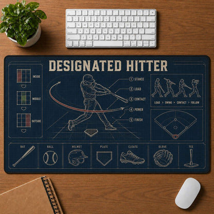 Designated Hitter Blueprint Desk Mat | 5To9Vibe