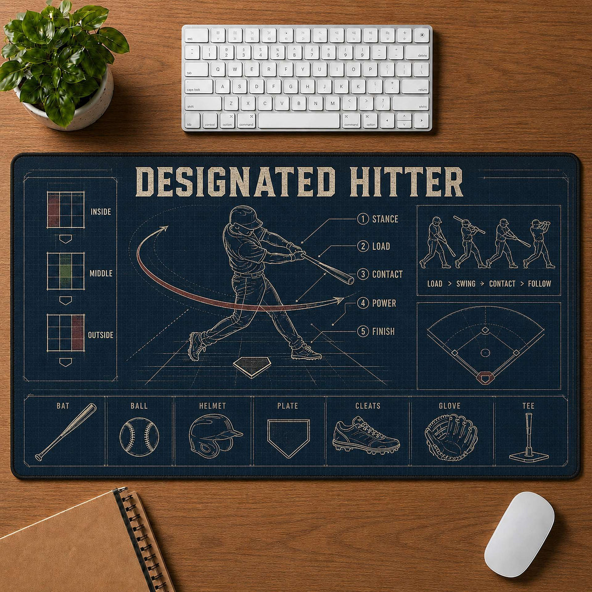 Designated Hitter Blueprint Desk Mat | 5To9Vibe