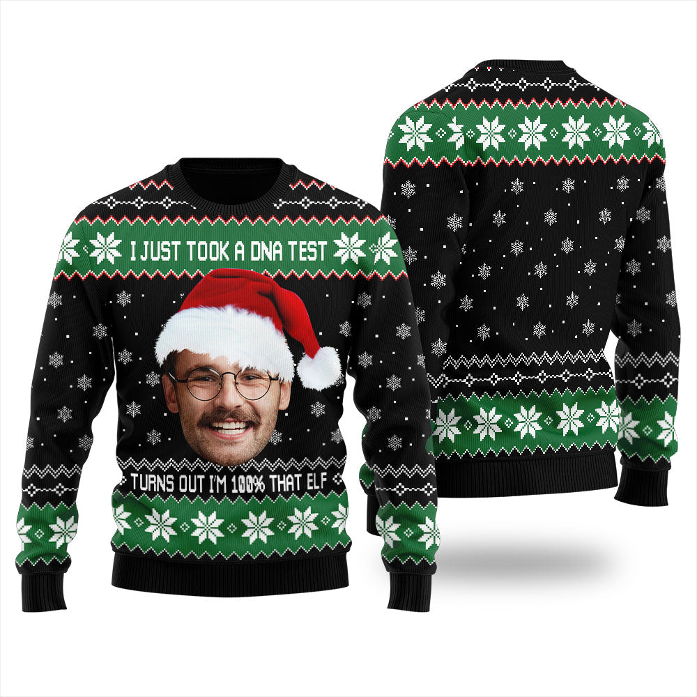 DNA Test 100% ELF Custom Christmas Sweater With Picture