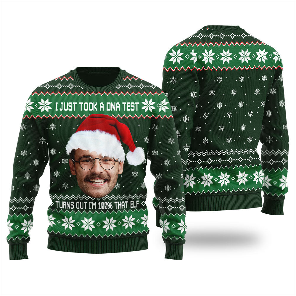 DNA Test 100% ELF Custom Christmas Sweater With Picture