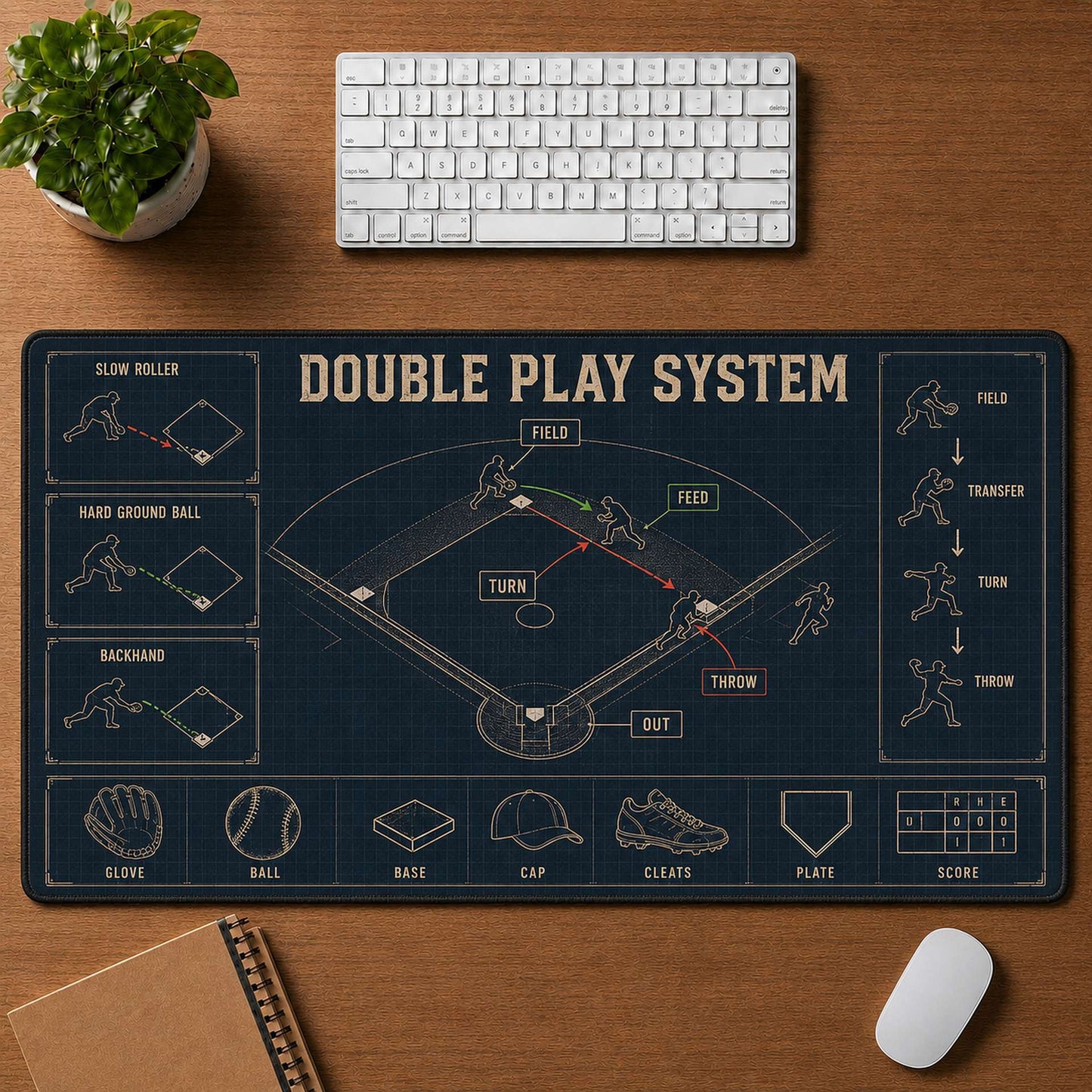 Double Play System Blueprint Desk Mat | 5To9Vibe
