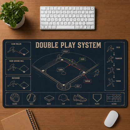 Double Play System Blueprint Desk Mat | 5To9Vibe