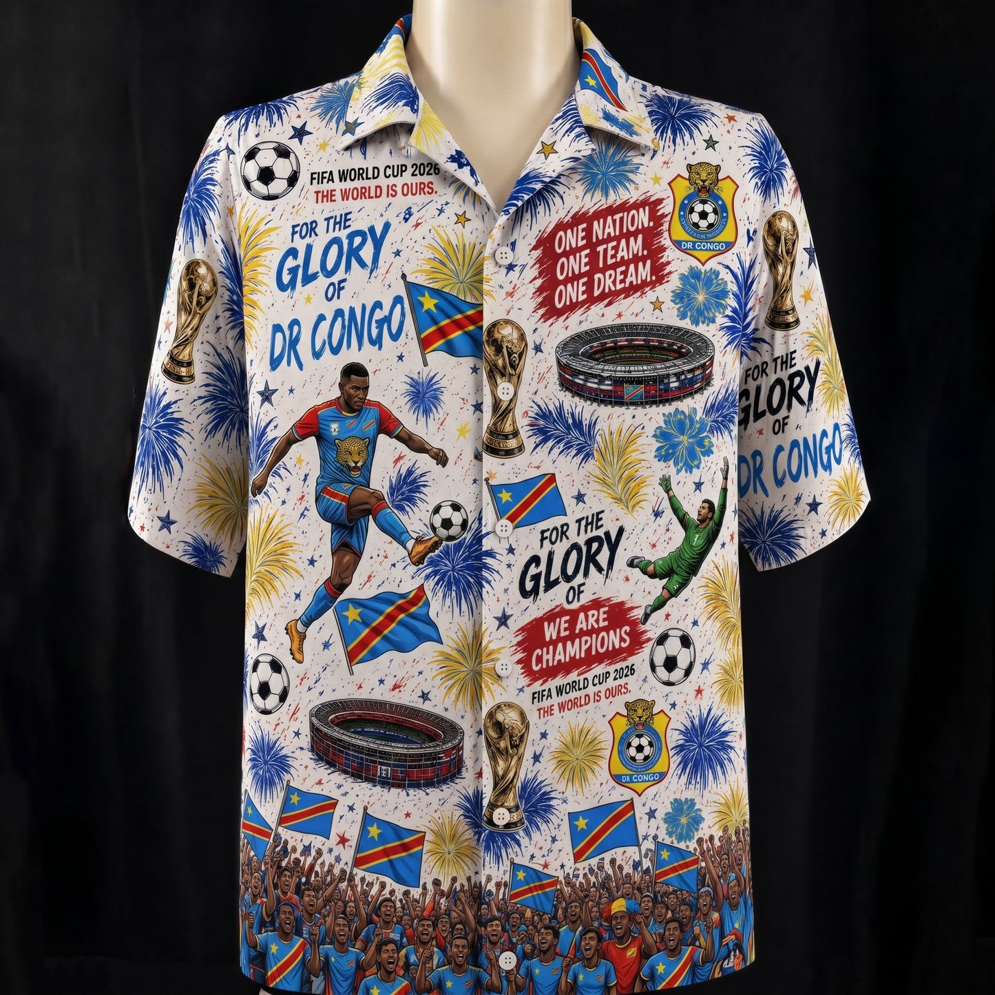 All Teams World Cup Champion Football Soccer Unisex Button-Up Hawaiian Shirt For Men & Women