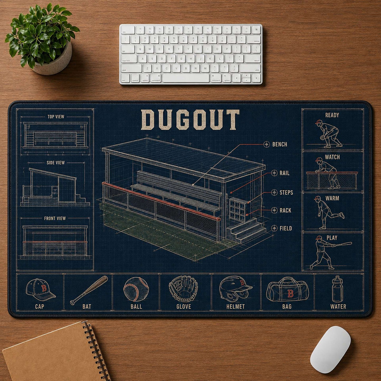 Dugout Blueprint Desk Mat | 5To9Vibe