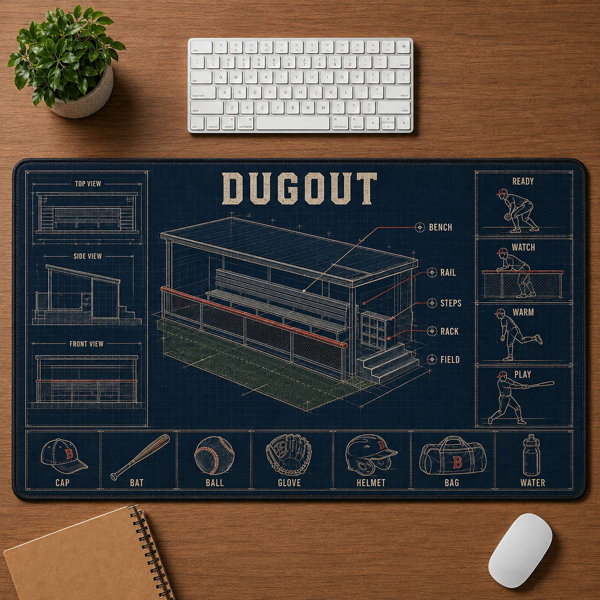 Dugout Blueprint Desk Mat | 5To9Vibe