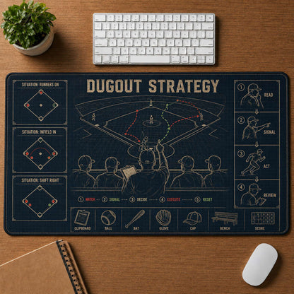 Dugout Strategy Blueprint Desk Mat | 5To9Vibe