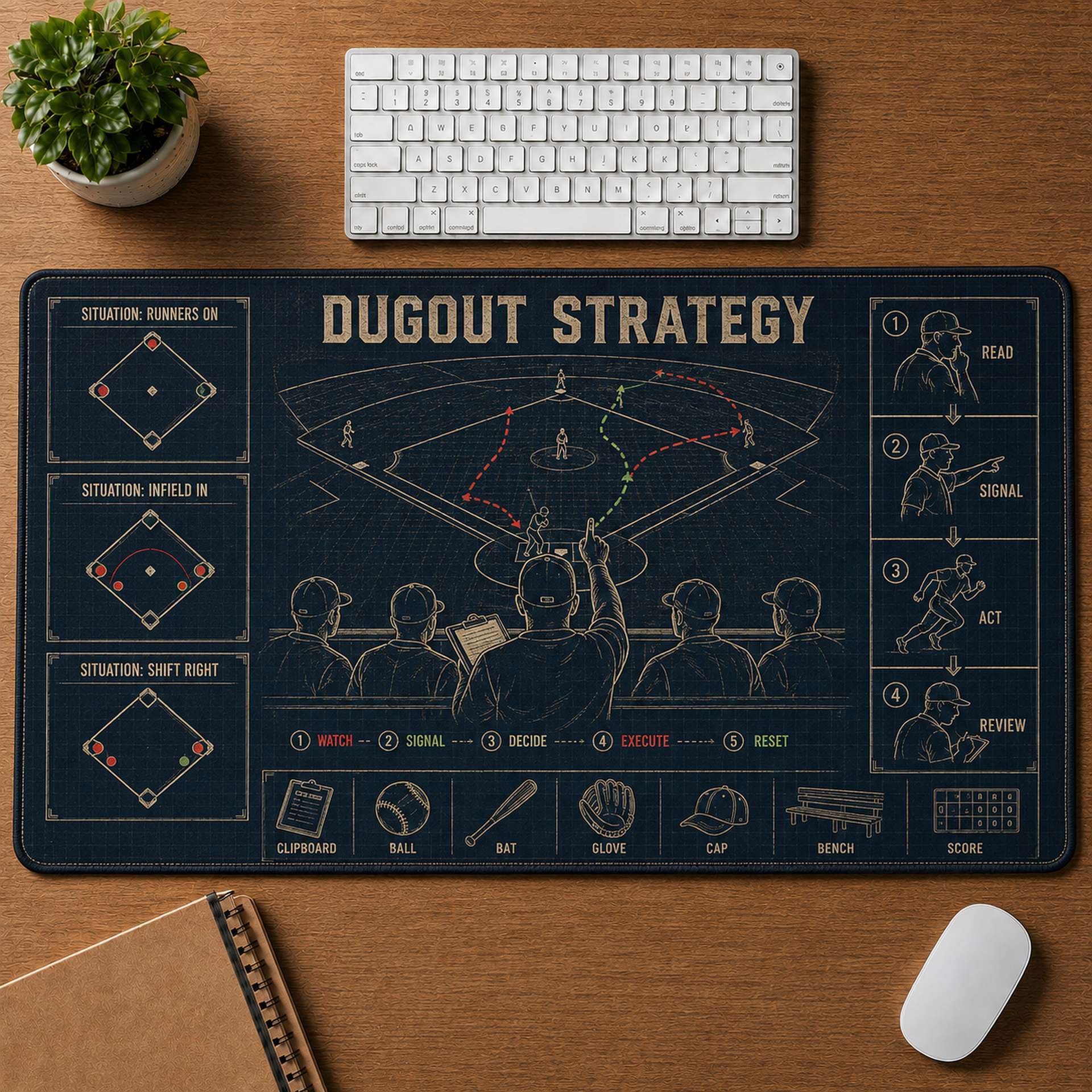 Dugout Strategy Blueprint Desk Mat | 5To9Vibe