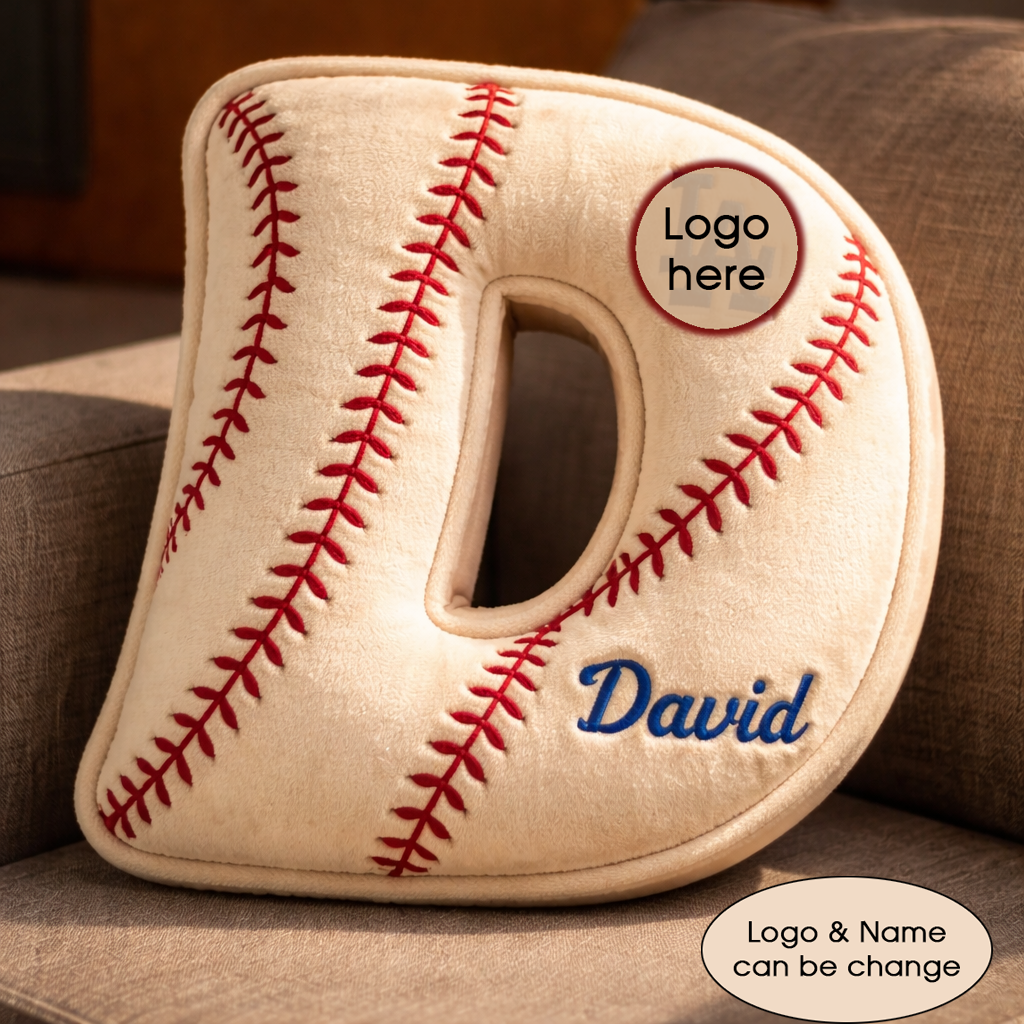 Baseball Pillow Custom Name & Logo Gift For Kids, Friends, Family Irregular-Shaped Pillow Custom-Shaped Pillow-5TO9VIBE