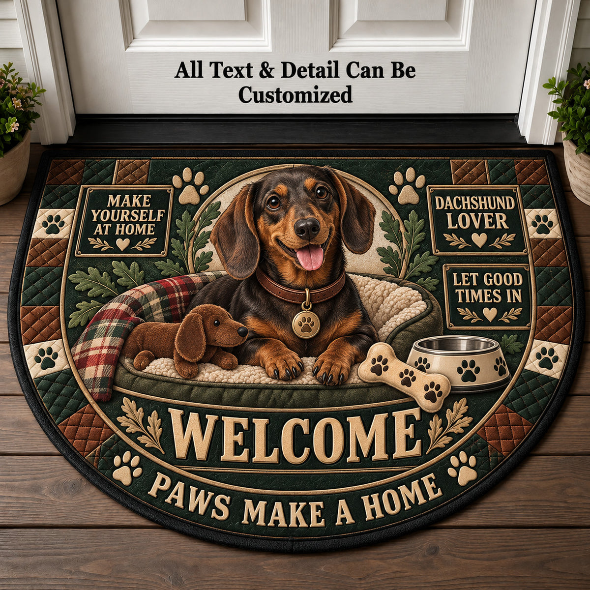 Dachshund Lover Personalized Half Round Mat | 5To9Vibe
