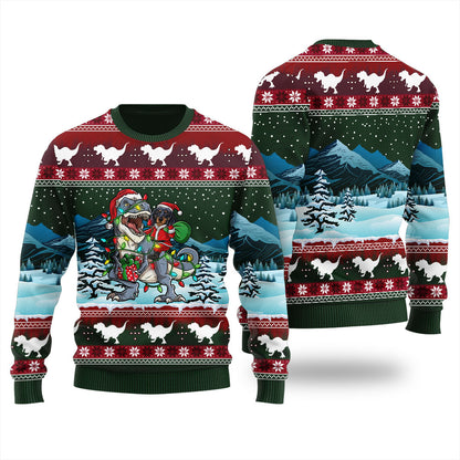 T-Rex Dachshund Ugly Christmas Sweater For Men