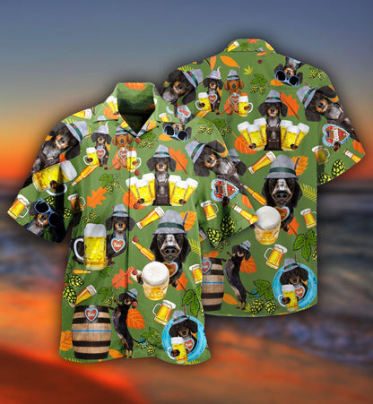 Beer Dachshund Drinking Beer - Hawaiian Shirt 