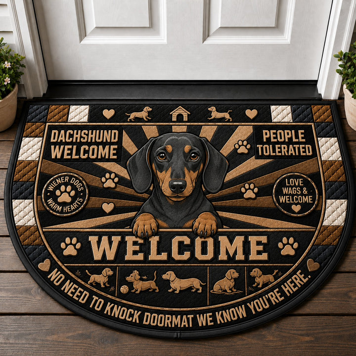 Dachshund Dog Breed Lover Quilted Print Premium Welcome Mat – Personalized Doormat