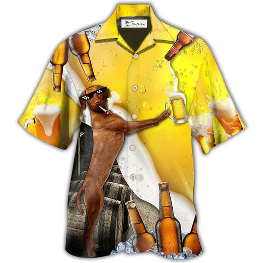 Hawaiian Shirt / Adults / S Beer Dachshund With Beer - Hawaiian shirt 